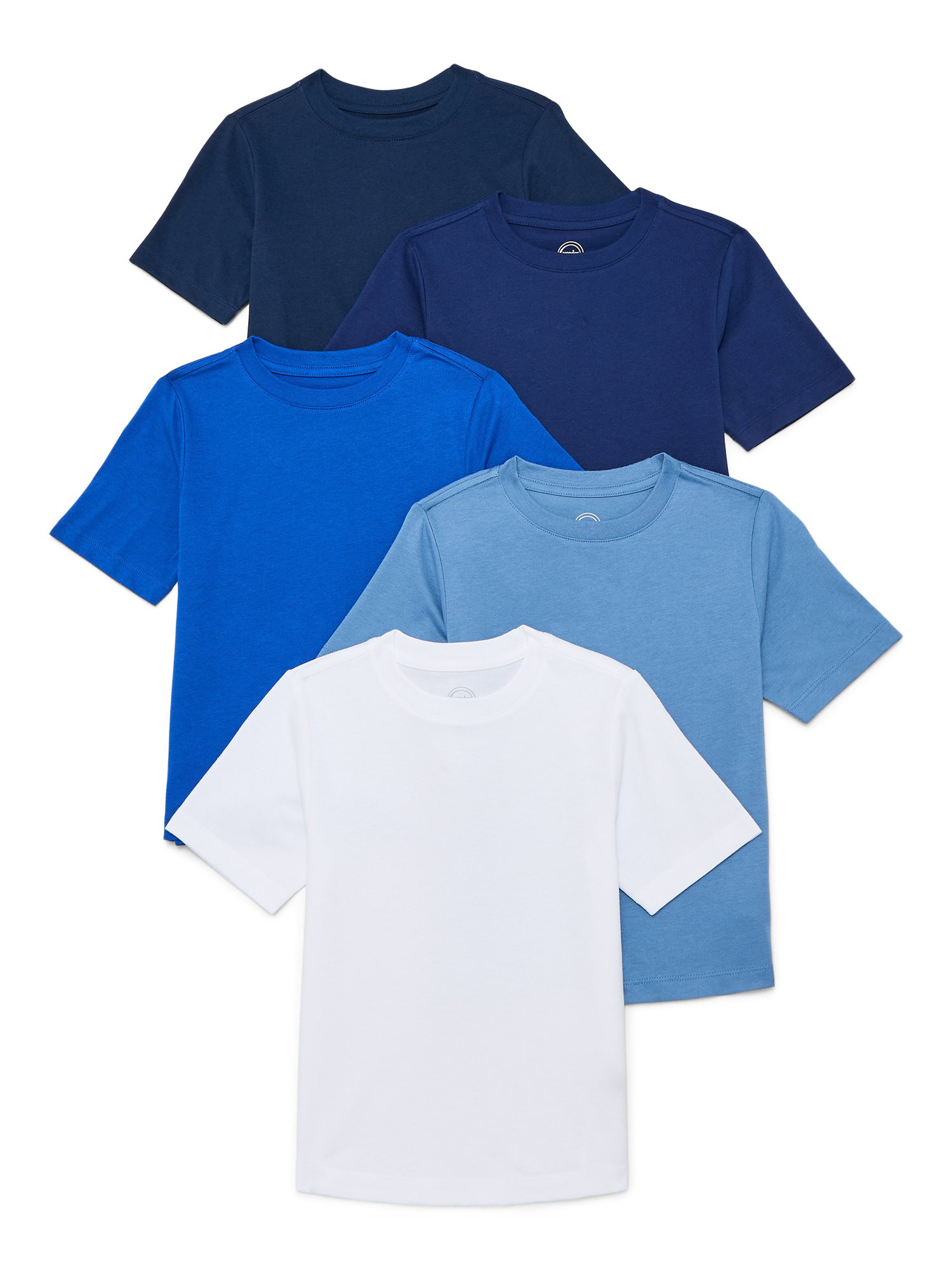 Kid Tough Boys Short Sleeve Crewneck T-Shirt, 5-Pack, Sizes 4-18 & Husky