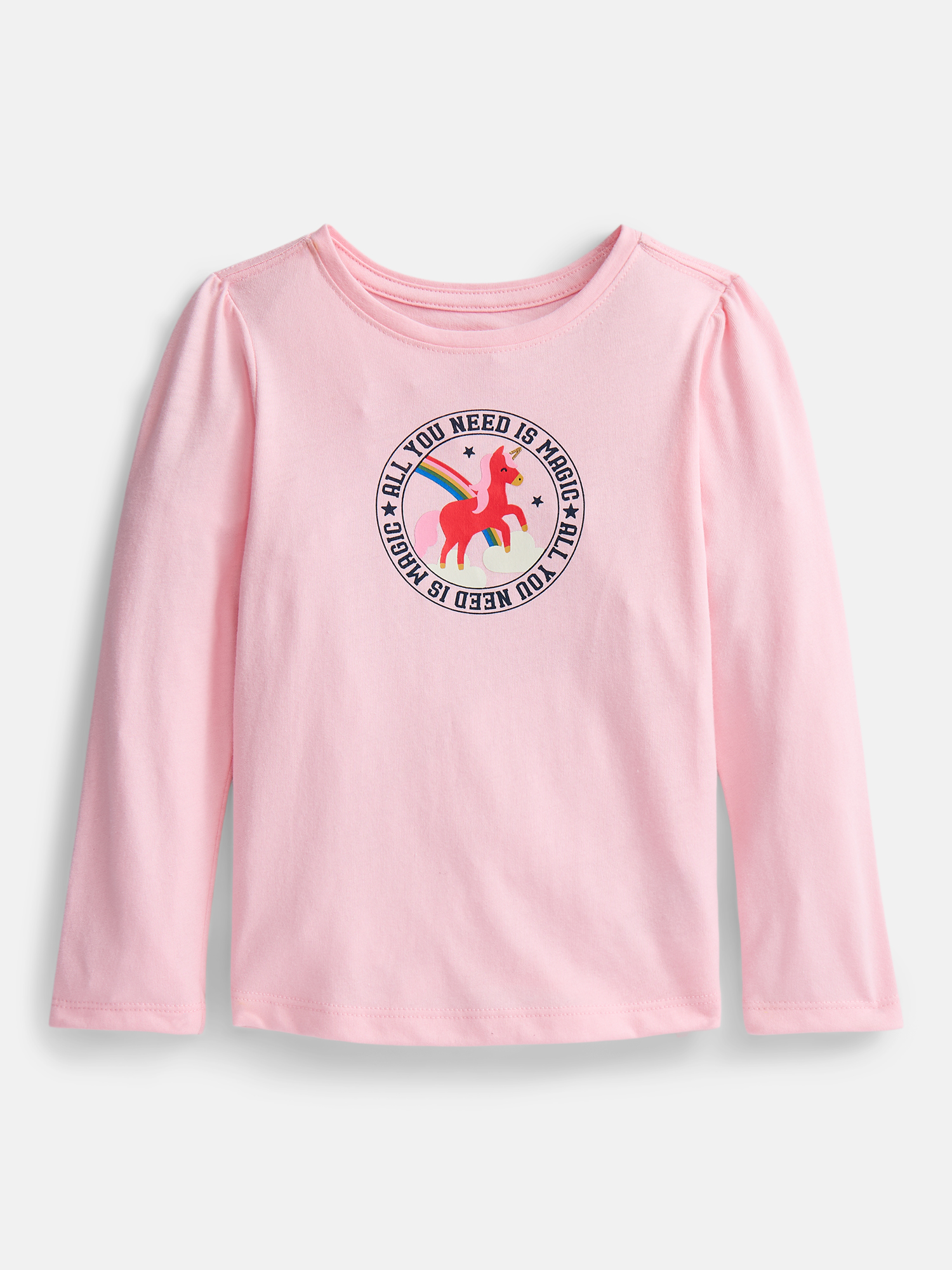 Baby and Toddler Girls' Graphic Tee with Long Puff Sleeves, Sizes 0M-5T