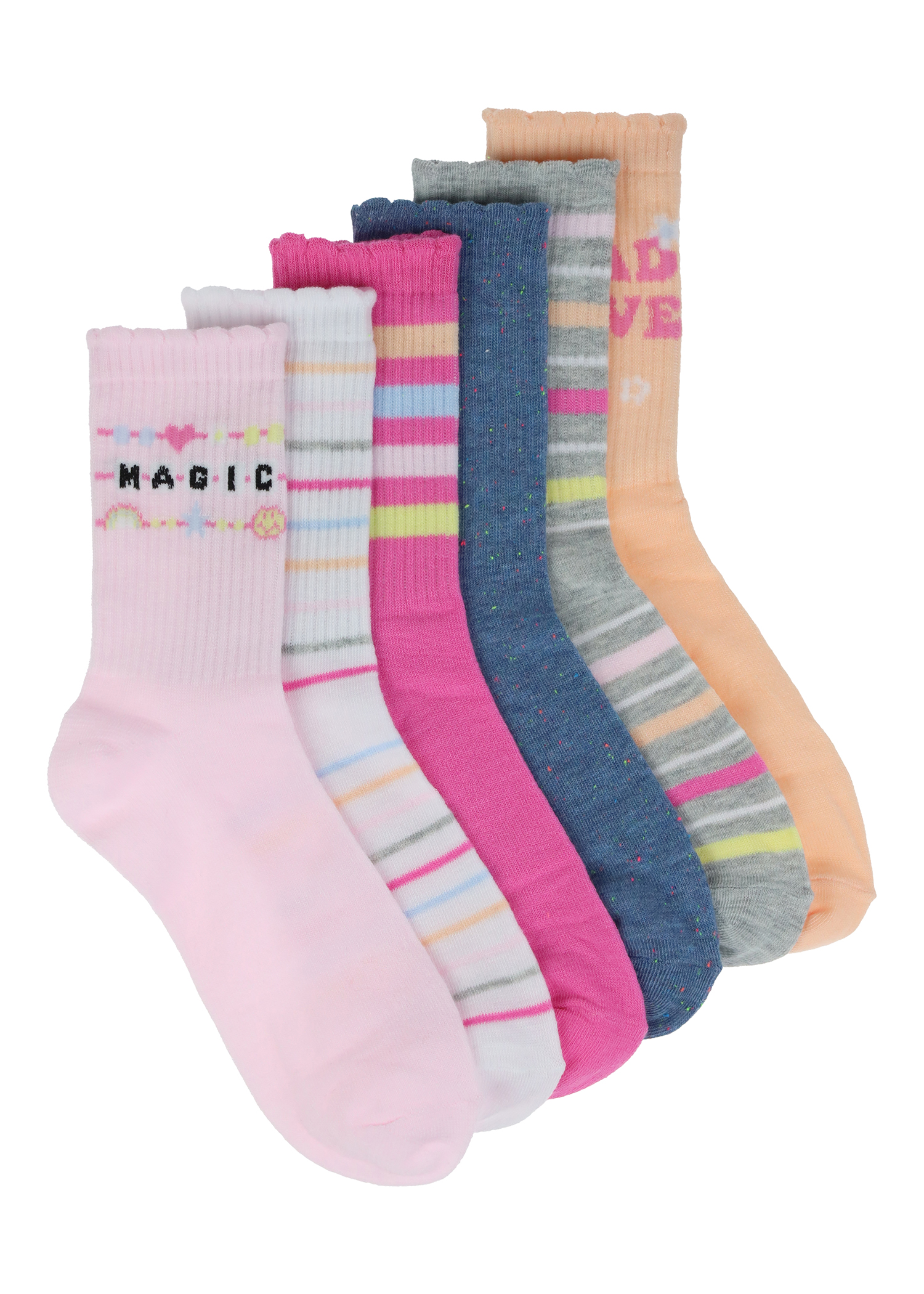 Girls Crew Socks 6PK Mad Love
