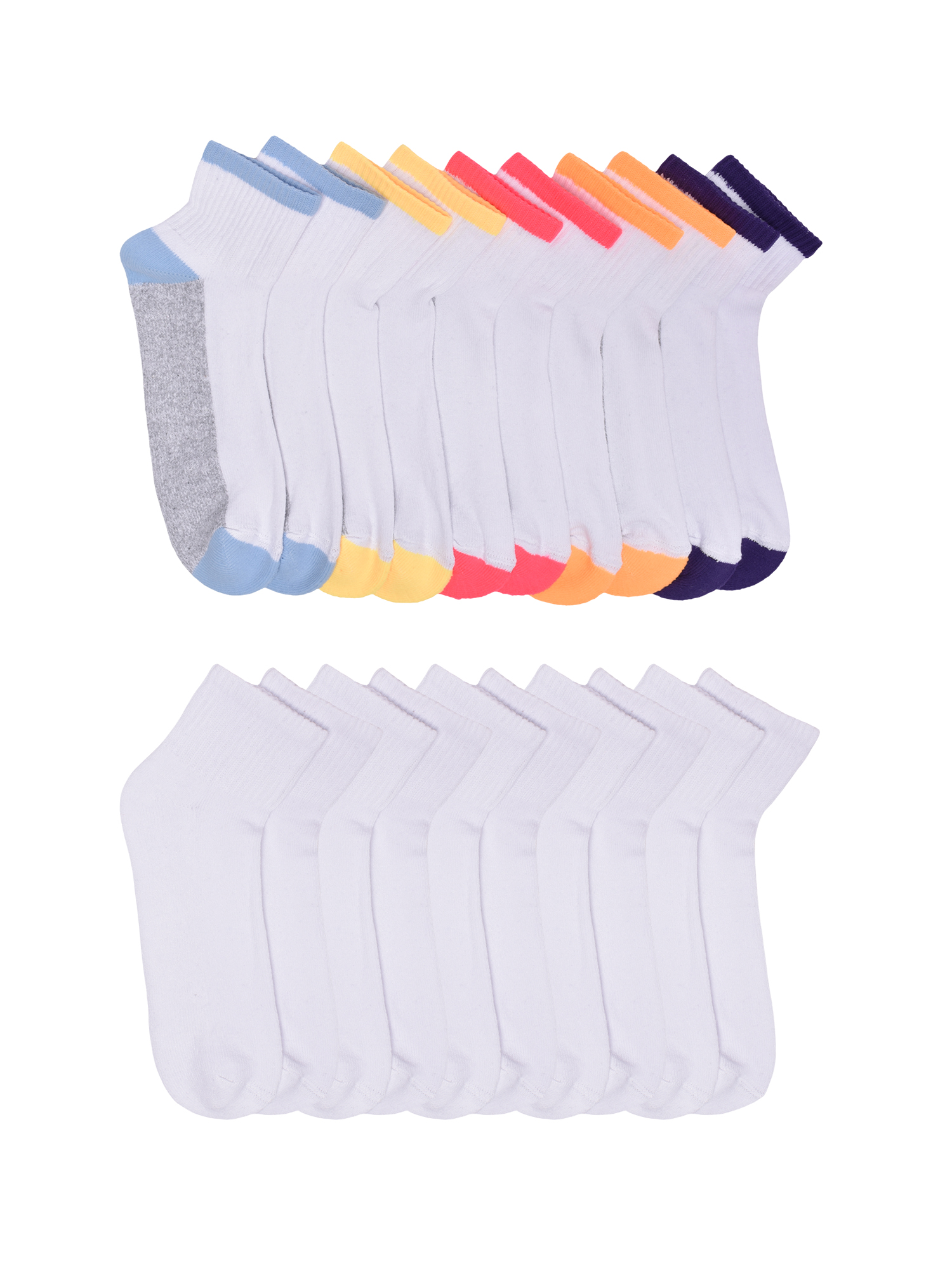 Girls Cushioned Ankle Socks, 10-Pack