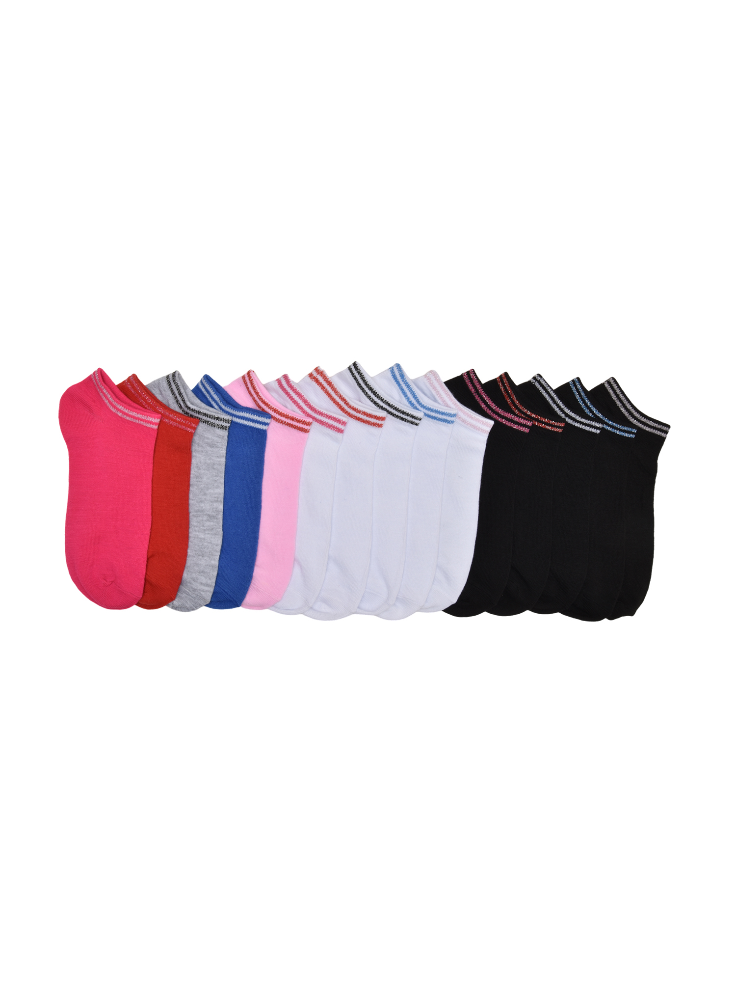 Girls Lurex No-Show Socks, 15-pack, Size Small (Shoe Size 6-10.5)
