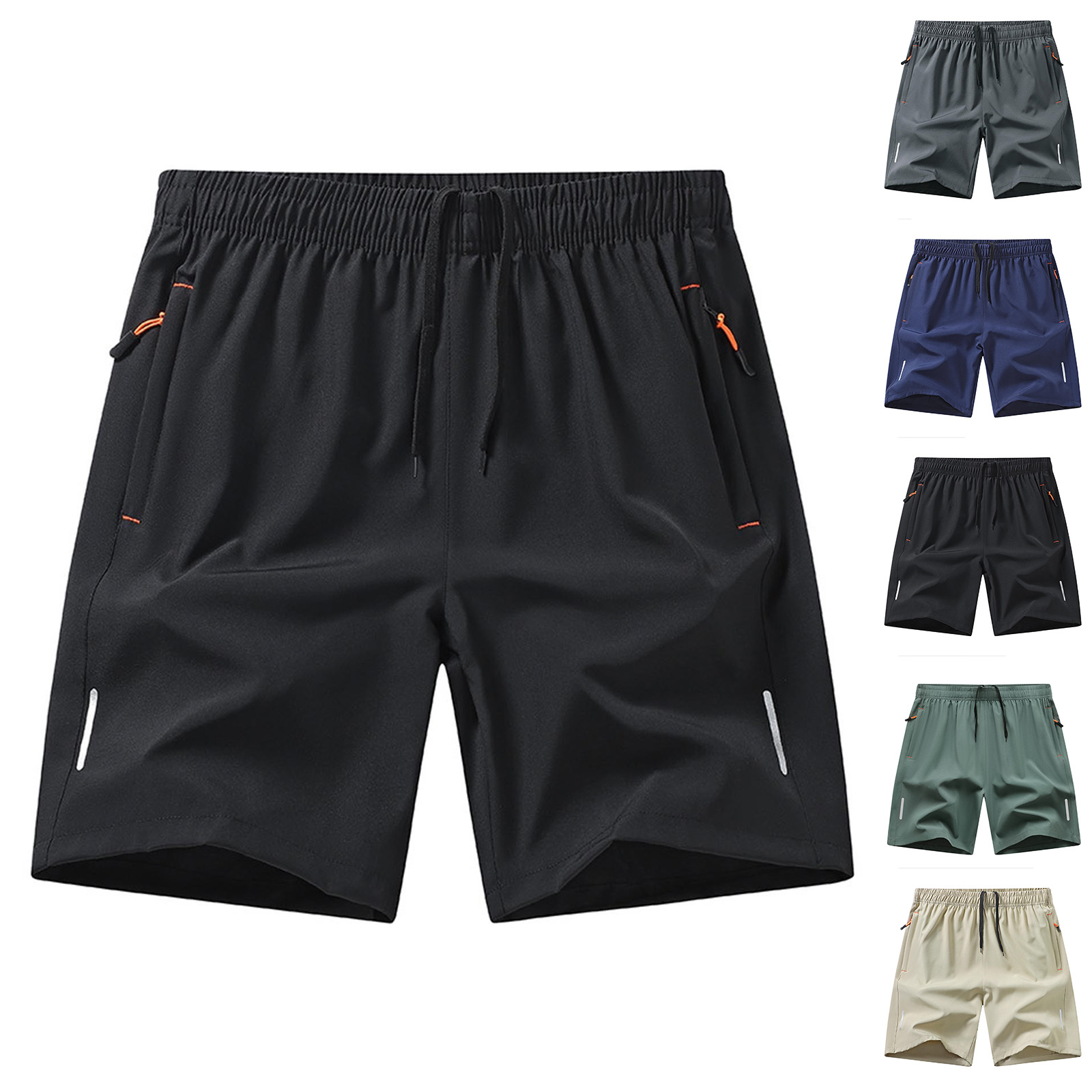 Mens Shorts Shorts Lightweight Athletic Pull-On Quick Dry Ice Slik Elastic Waist Pockets,Casual Beach Shorts for Men Summer