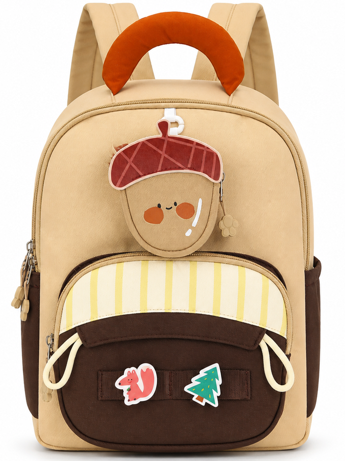 Toddler Backpack for Girls 3-8, Small Kids Backpack for Preschool Kindergarten, Lightweight School Backpack with Cartoon Patterns, Oxford Bookbag for Travel-Khaki