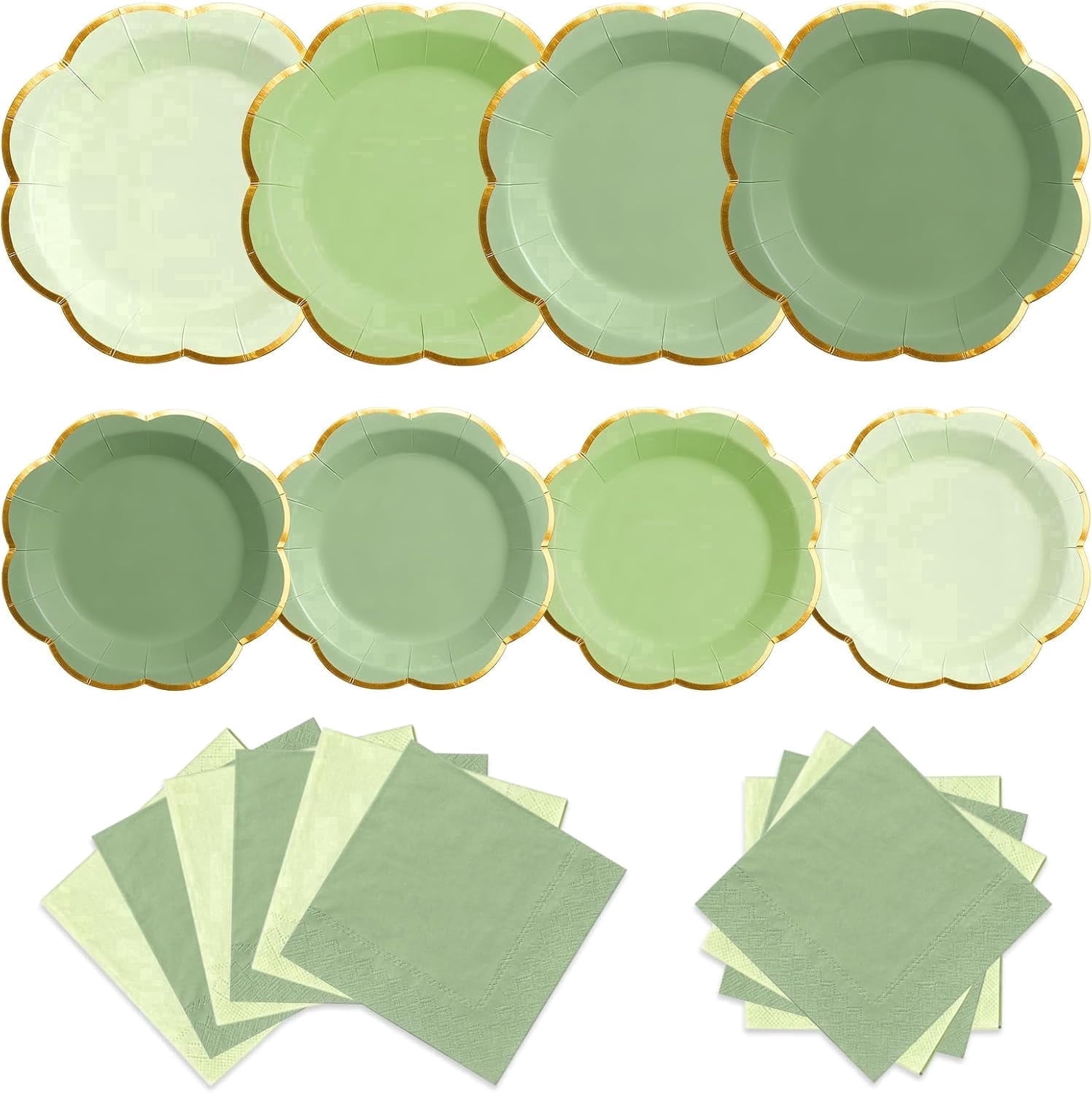 60 Pack Sage Green Plates and Napkins ,Disposable Green Tableware Sets for Birthday,Baby Shower, Wedding, Bridal & Tea Party Supplies, 20 Guests