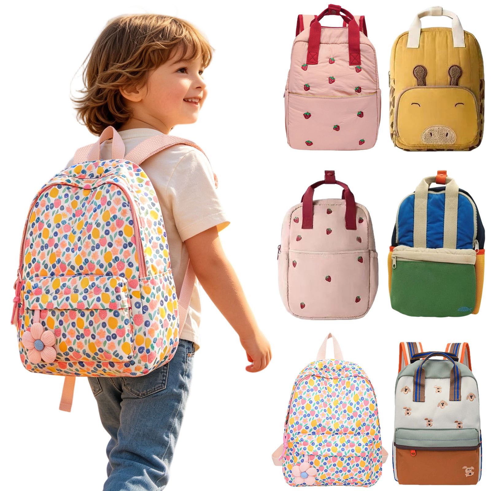Kids Backpack, Toddler Backpack for Girls Boys Preschool Kindergarten with Adjustable Padded Straps for Camping, Short Trip